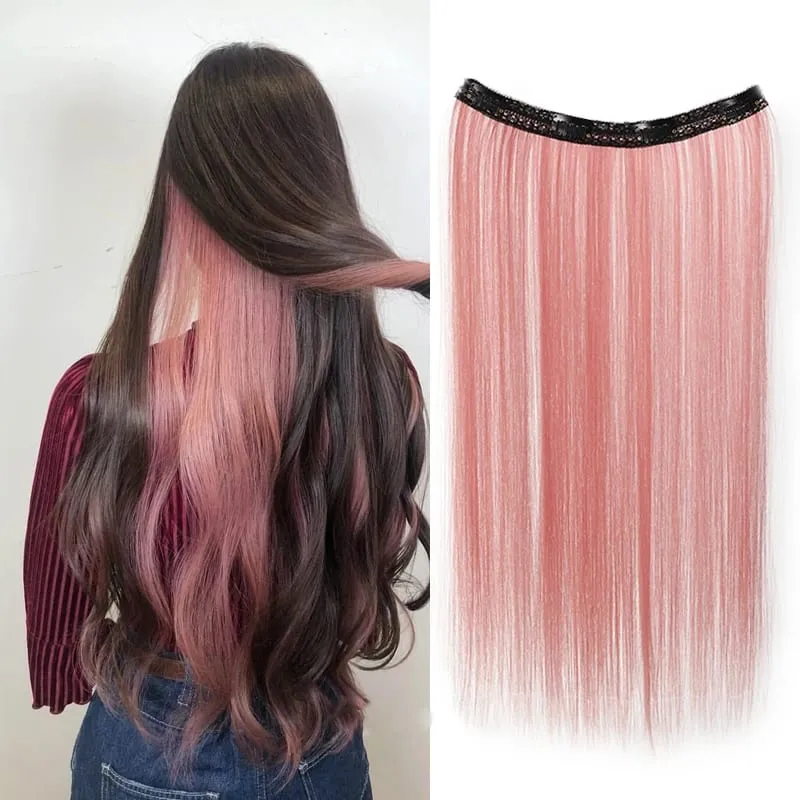 20inch Hair extensions Wig Hair Clips Hair piece Synthetic Straight Hair Extensions with 4clips for Women Halloween Party