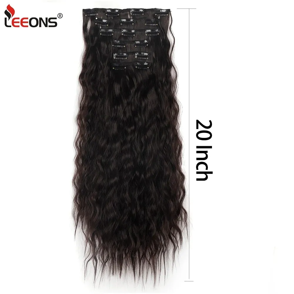 Corn Hair Extensions 6Pcs 20 Inch Clip In Hair Extensions Curly Clip Ins Hair Extension Invisible Natural Hairpieces For Women