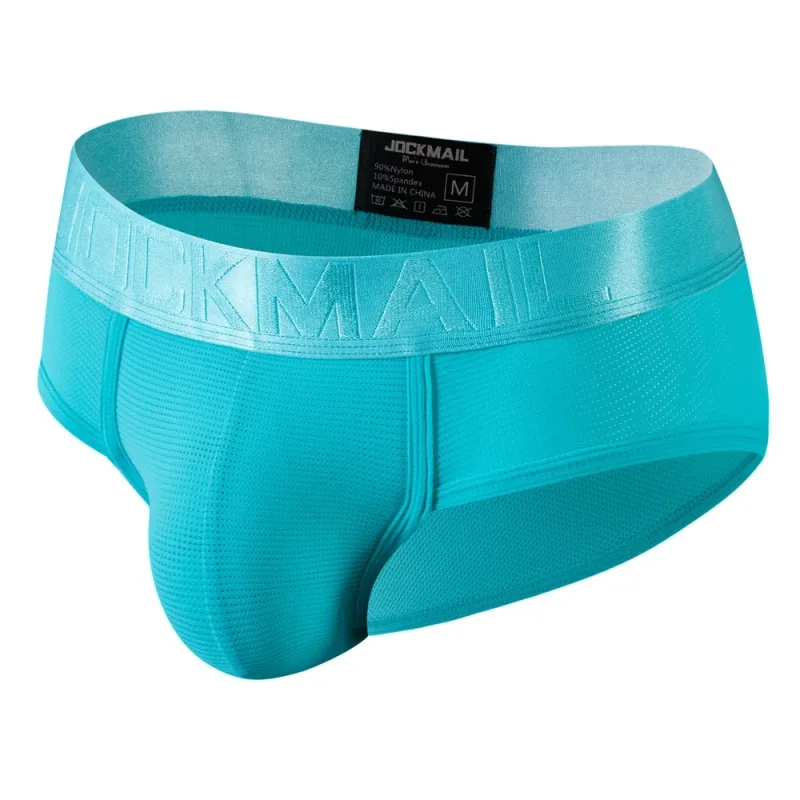Jockmail Mens Underwear Briefs Mesh Breathable Sports Fitness Shorts Solid Color Sexy Low-rise Lingeries for Extreme Panties
