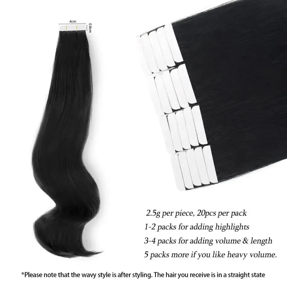 Tape in Hair Extensions Human Hair 16-26 Inch 50g 20pcs Skin Weft Seamless Tape in Real Remy Straight Hair for Women Daily Use