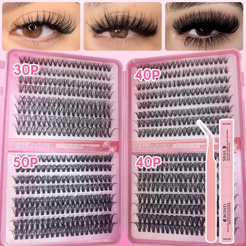 DIY Manga Spiky Cluster Lash Extensions Natural Mega Volume Individual Pre-Cut Segmented Lashes for At-Home Eye Makeup