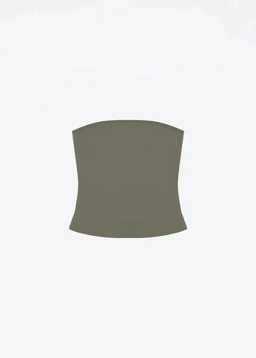 Tank Celadon Green & Coffee Brown Bandeau Crop Top Minimalist Y2K High-Stretch Top