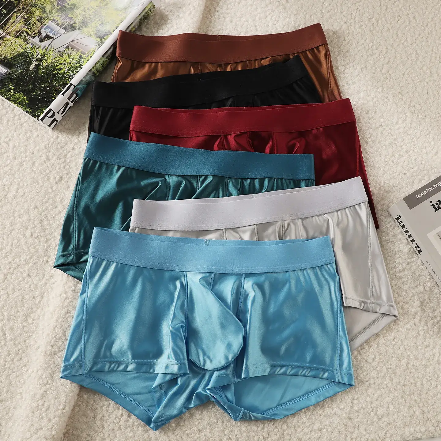 Sous-vêtements Boxer Shorts Homme Culotte Cueca en Nylon Slim Taille Moyenne JJ Slip Pochette Boxers Mâle Ropa Taille Plus M-XXL