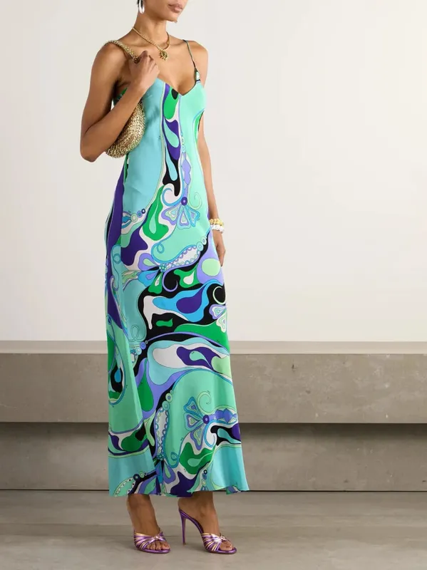 Vestidos Para Mujer Bohemian Vacation Dress Casual Sleeveless Strap High Waisted Party Dress Side Split Slim Women Robe Dresses