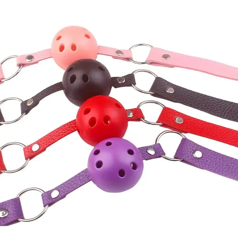 4 Χρώματα Faux Leather Mouth Gag Ρυθμιζόμενη πλαστική μπάλα για ενήλικες Παιχνιδομηχανές ρόλων Αξεσουάρ για ζευγάρια Bondage σεξουαλικά παιχνίδια▪