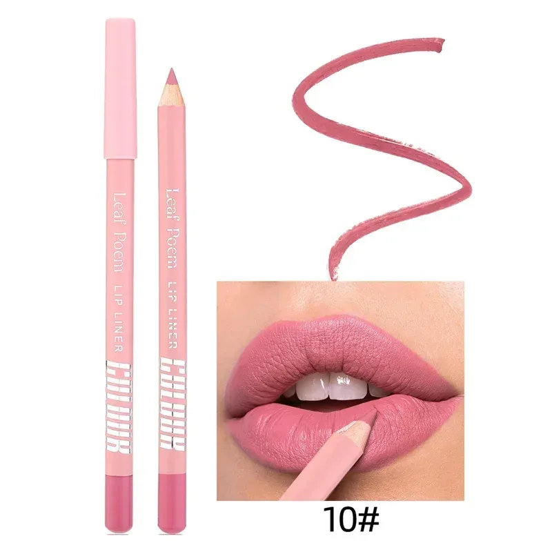Delineador de labios mate resistente al agua de 12 colores, delineador de labios duradero a prueba de manchas, fórmula sin transferencia, maquillaje de lápiz labial de contorno preciso