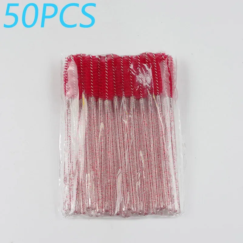 50pcs Crystal Rod Disposable Eyelash Brushes Eyelash Comb Eyebrow Comb Eyelash Curl Spiral Multi purpose Portable Makeup Brush