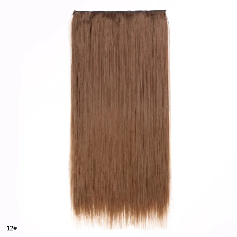 Long Straight Hair Clip In Hair Extension 5-Clips One Piece Natural Looking Synthetic Hairpiece for Women Ladies Daily Use