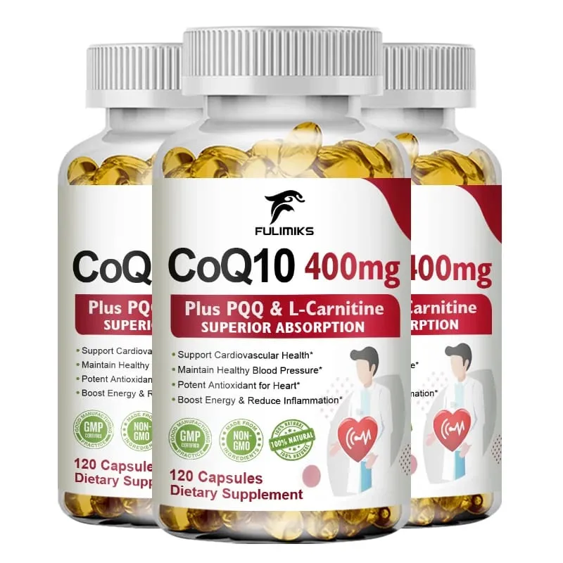 CoQ10 400mg Supplement for Heart Health with PQQ & Vitamin E Support Cardiovascular Antioxidants Heart Health & Daily Energy