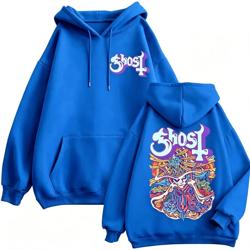 Ghost Band Graphic Zipper Hoodies Men Women Fashion Y2k Oversized Zip Up Sweatshirts Gothic Rock Hip Hop Pullovers Streetwear