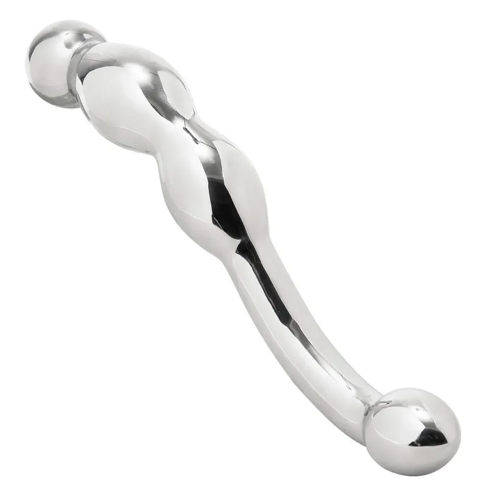 Stainless Steel Double Dildo G Spot Massager Metal Heavy Anal Beads Butt Plug Dildo Fake Penis Sex Toy For Man Woman