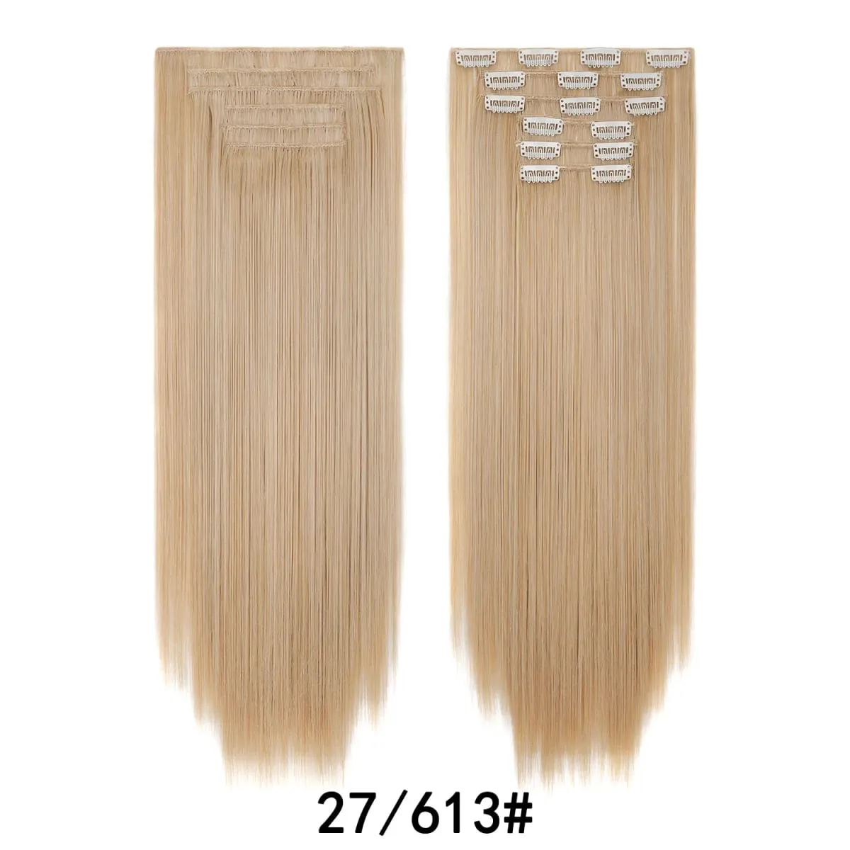 24 Inch 6PCS Clip In Hair Extensions Straight Synthetic Hair Extensions Dark Brown Long Natural Looking Hair Piece for Women