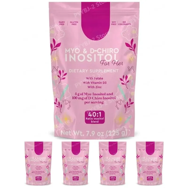 Myo-Inositol & D-Chiro Inositol Powder 40:1 4000mg with Folate Zinc & Vitamin D3 Women's Cycle & Ovarian Wellness 45 Servings