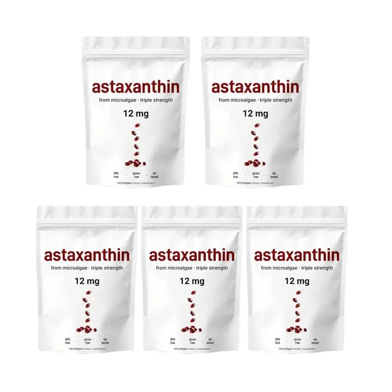 Astaxanthin 12mg Triple Strength Softgels Antioxidant for Eye Skin Joint & Immune Health From Haematococcus Pluvialis 120ct