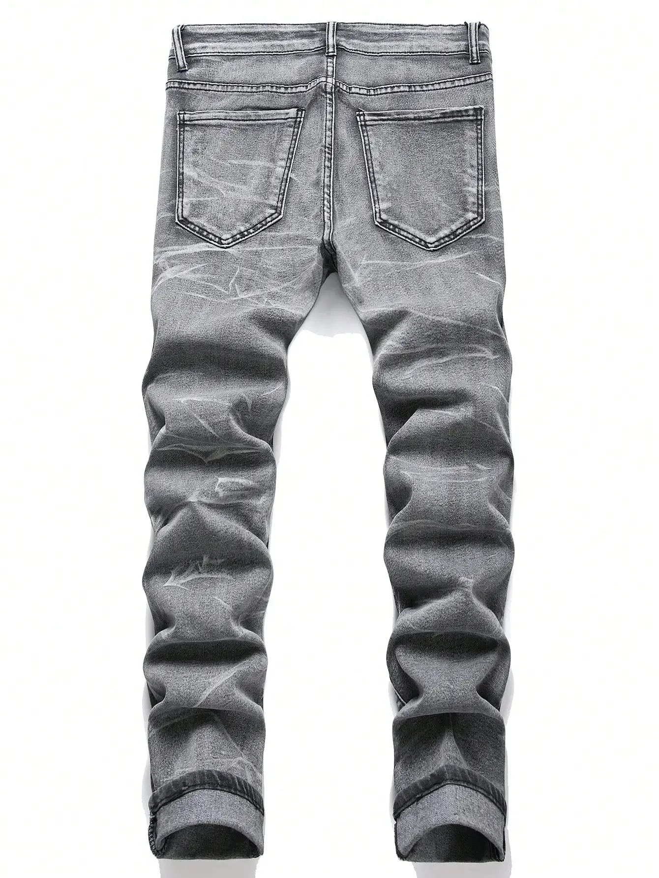 Ανδρικό ελαστικό τζιν τζιν Streetwear με σκίσιμο συνονθύλευμα τρύπες με σκισίματα τζιν ελαστική μέση casual παντελόνι Slim εφαρμογή ίσιο παντελόνι