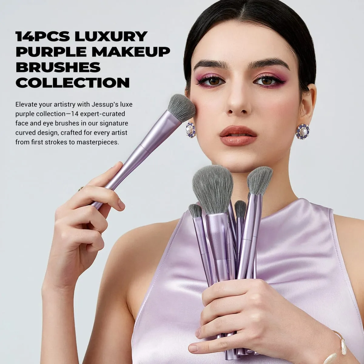 Jessup Makeup Brushes Set 4/6/7/10/14/15pcs Foundation MakeUp Brush Face Eyeshadow Blending Highlighting Concealer Luxury Purple