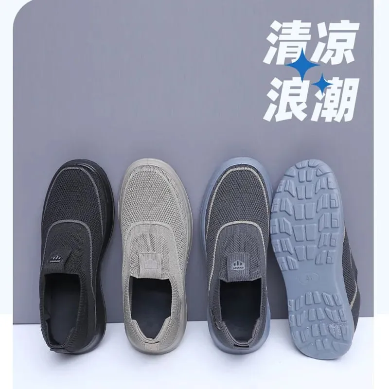 Men's Breathable Mesh Sneakers Lightweight Knit Upper Comfortable Soft Sole Non-slip Casual Walking Shoes Fashion Versatile
