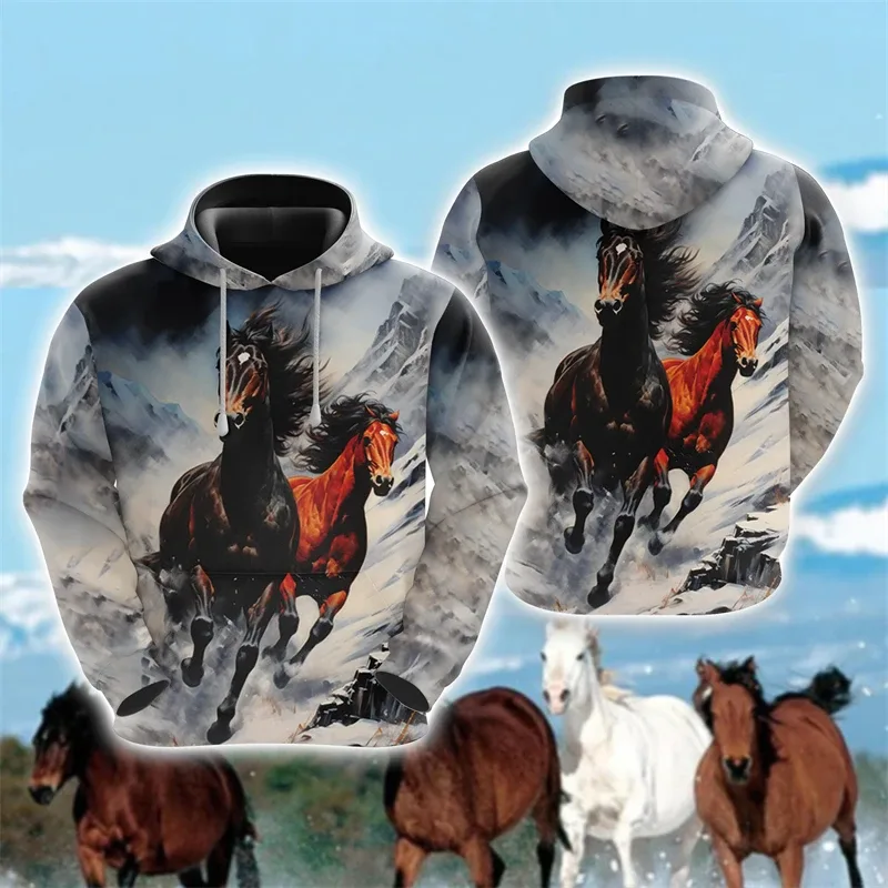 Animal Horse 3D Print Hoodies Autumn Men Women Casual Fashion Oversized Sweatshirts Hoodie Male Pullovers Tracksuit Man Clothing