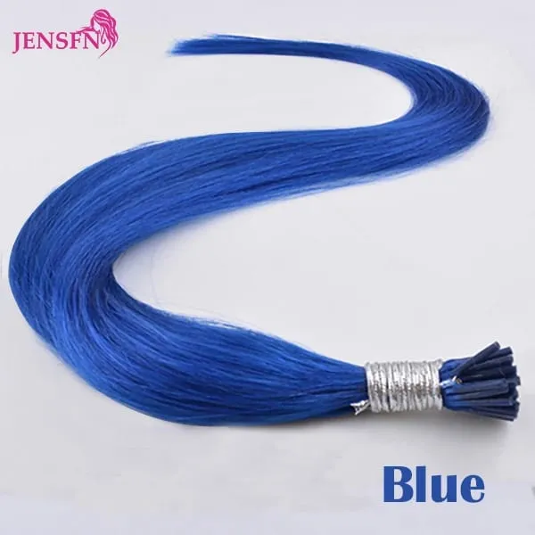 I Tip Color Hair Extensions 0.5g/Strand Remy Fusion 100% Human Hair Keratin Capsule Purple Blue Pink For Women