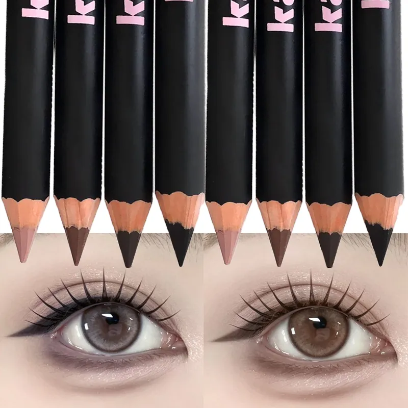 Wooden Matte Eyeliner Pencil Black Pink Brown Eye Liner Pen Long-lasting Waterproof Smudge-Proof Smooth Matte Eye Liner Makeup