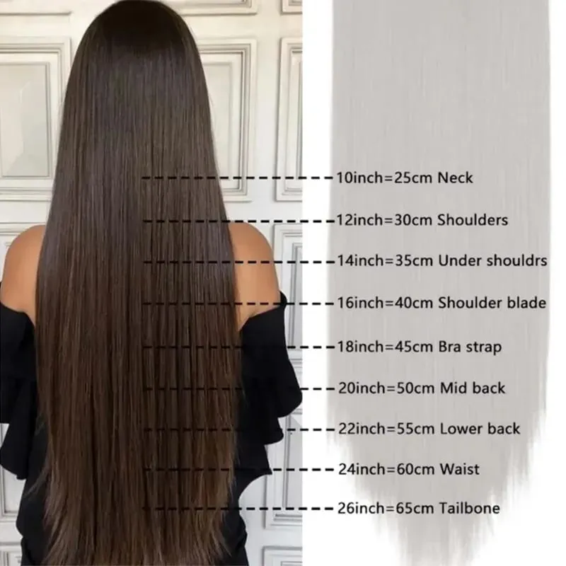 Synthetic 5-Clip One Piece Invisible Hair Extensions Long Straight 24/32/40Inch Heat Resistant Hairpiece for Women