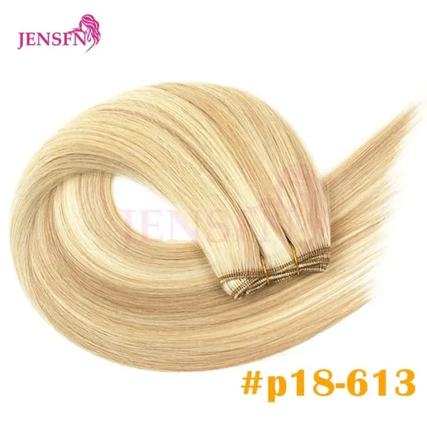 Straight 100% Real Human Hair Weft Bundles Extensions 50g/Pcs 16"-24" Remy Natural Hair Sew In Weaves Brown Blonde Color
