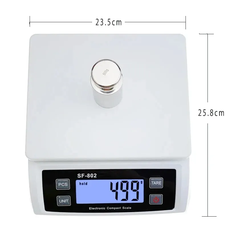 30kg/1g Digital Kitchen Food Scale 1g Precision LCD Display Electronic Balance Stainless Steel Platform Tare Function for Baking
