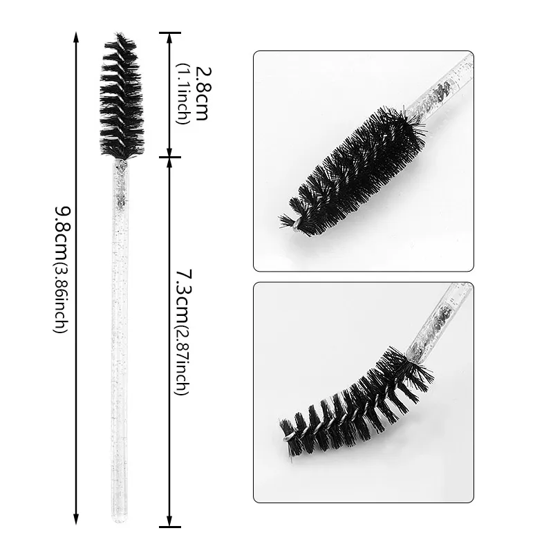 50pcs Crystal Rod Disposable Eyelash Brushes Eyelash Comb Eyebrow Comb Eyelash Curl Spiral Multi purpose Portable Makeup Brush