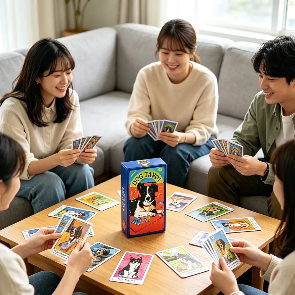 Dog Tarot Cards Cute Dog Theme Tarot Deck 78 Cards Divination Game Cards Game for Fate Prediction Family Party Leisure Game