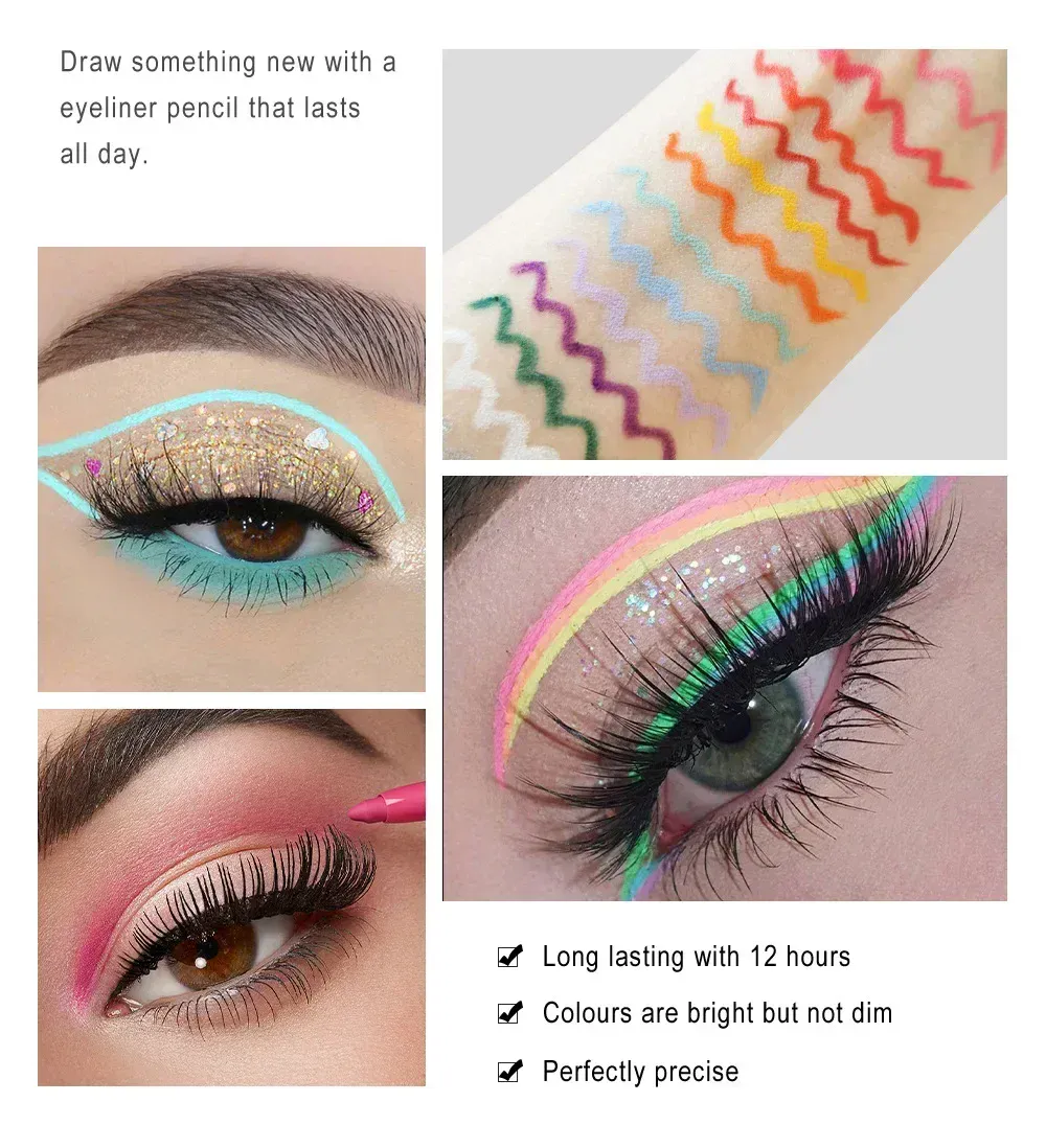 1PC Glitter Shine Eyeliner Gel Pencil Sexy Colorful Long-Lasting Shimmer Makeup Matte Colored Eye Liner Cream Pen Cosmetic Tool