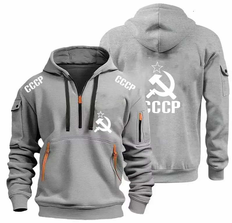 Autumn Winter CCCP USSR Soviet Union KGB Moscow Sweatshirts Hoodie For Men Street Outdoor Pullover Oversized Men's Hooded Clothi — image 12