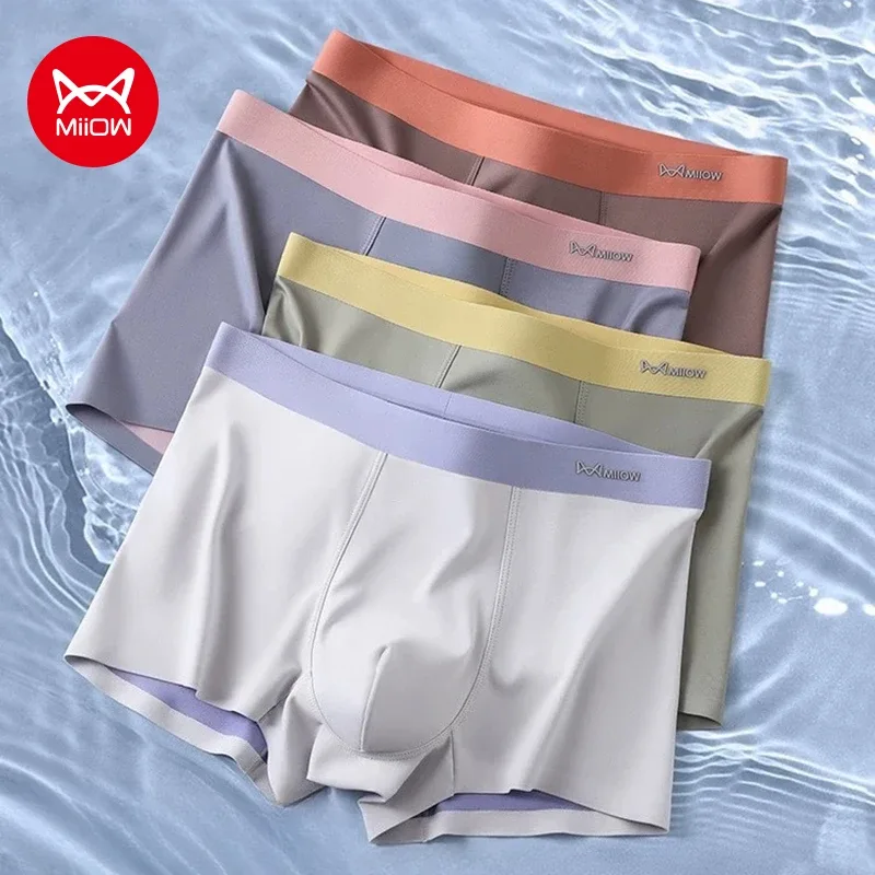 MiiOW Men Underwear Set 100S Modal Men's Boxershorts Silky Breathable Man Panties 5A Antibacterial Mens Boxer Briefs Underpants