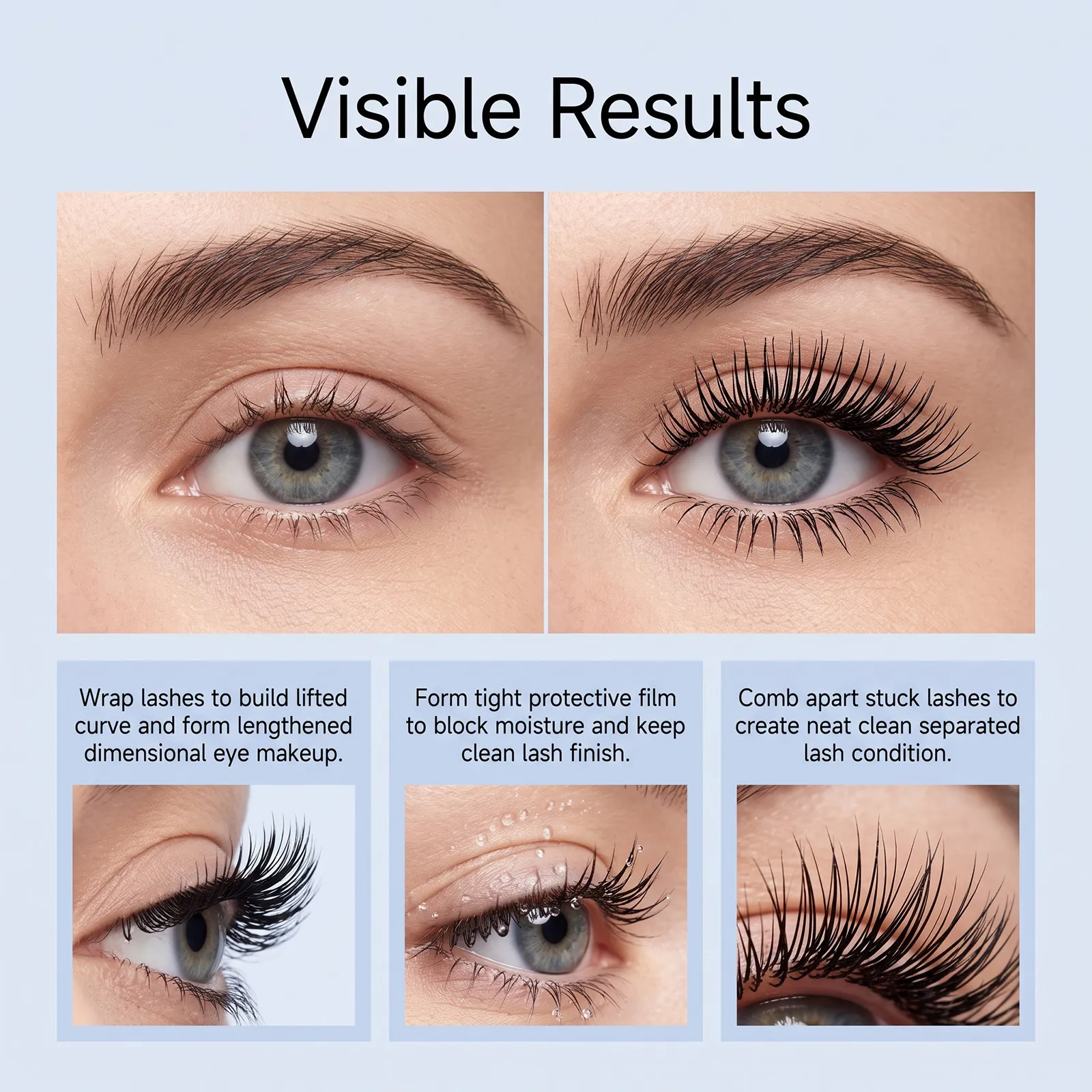 Curling Mascara Long Lasting Waterproof Smudge Proof Volumizing Eye Makeup Nourishing Formula Black Silk Fibre Mascara 4g