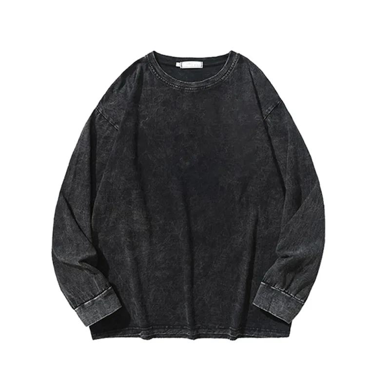 100% Cotton Men's Clothing Vintage Black Acid Wash Hoodies Men Women Oversized Hip Hop Sweatshirts Casual Pullover Y2K Clothes