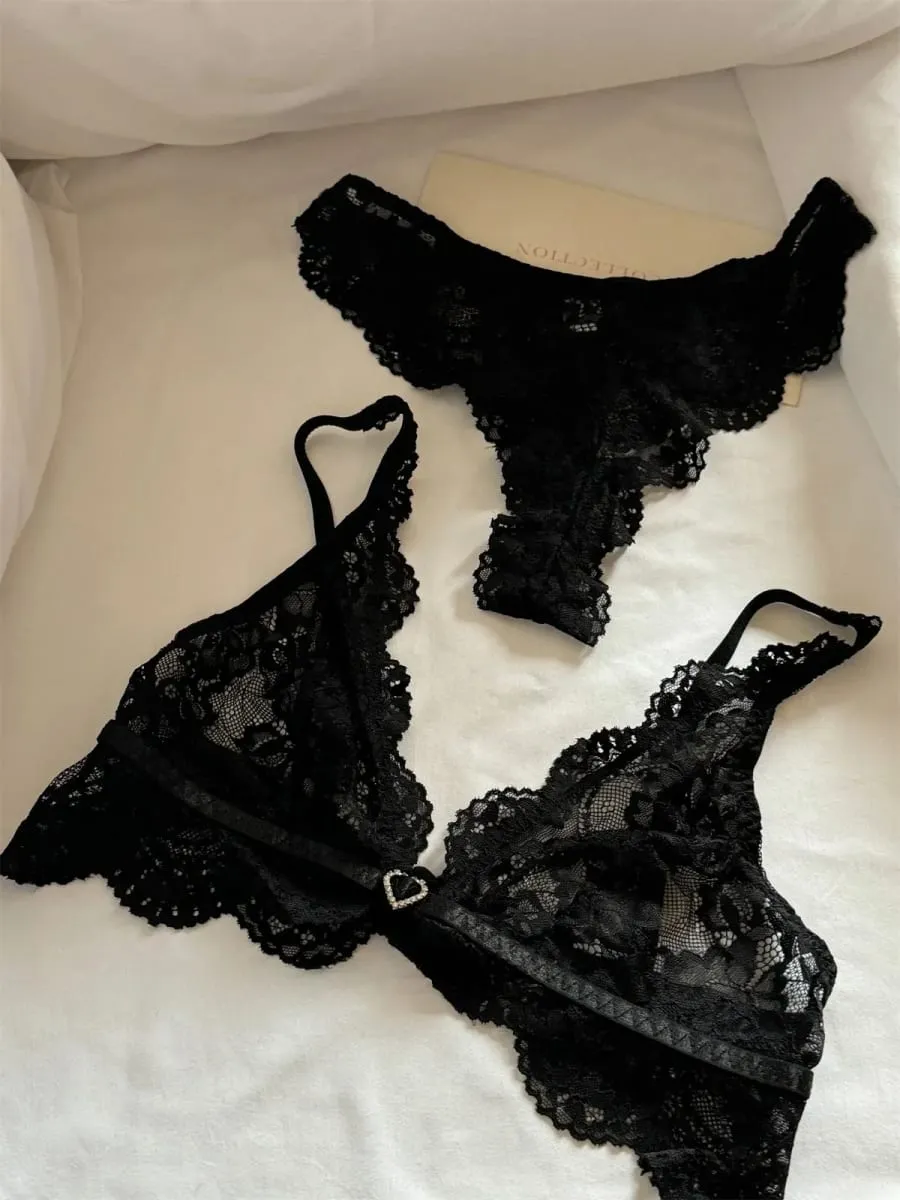 Love cup underwear thin section glossy back lingerie gathered up support large breasts show small bra set