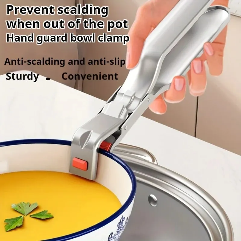 Heavy-Duty Stainless Steel Gripper Clips Hot Dish Plate Anti-Scald Clip Non-slip Bowls Clamp Holder for Frying Pans Steamer Oven