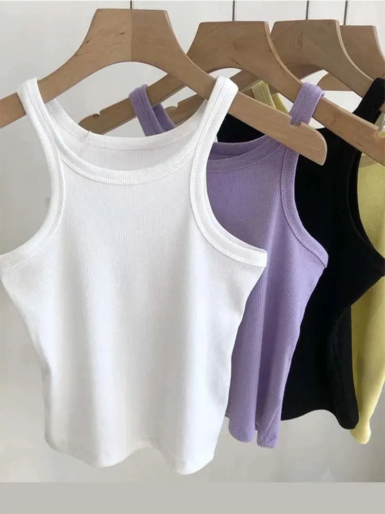 Débardeur court et Sexy pour femmes, Camisole d'été, noir et blanc, vêtements de Sport pour femmes, 2024