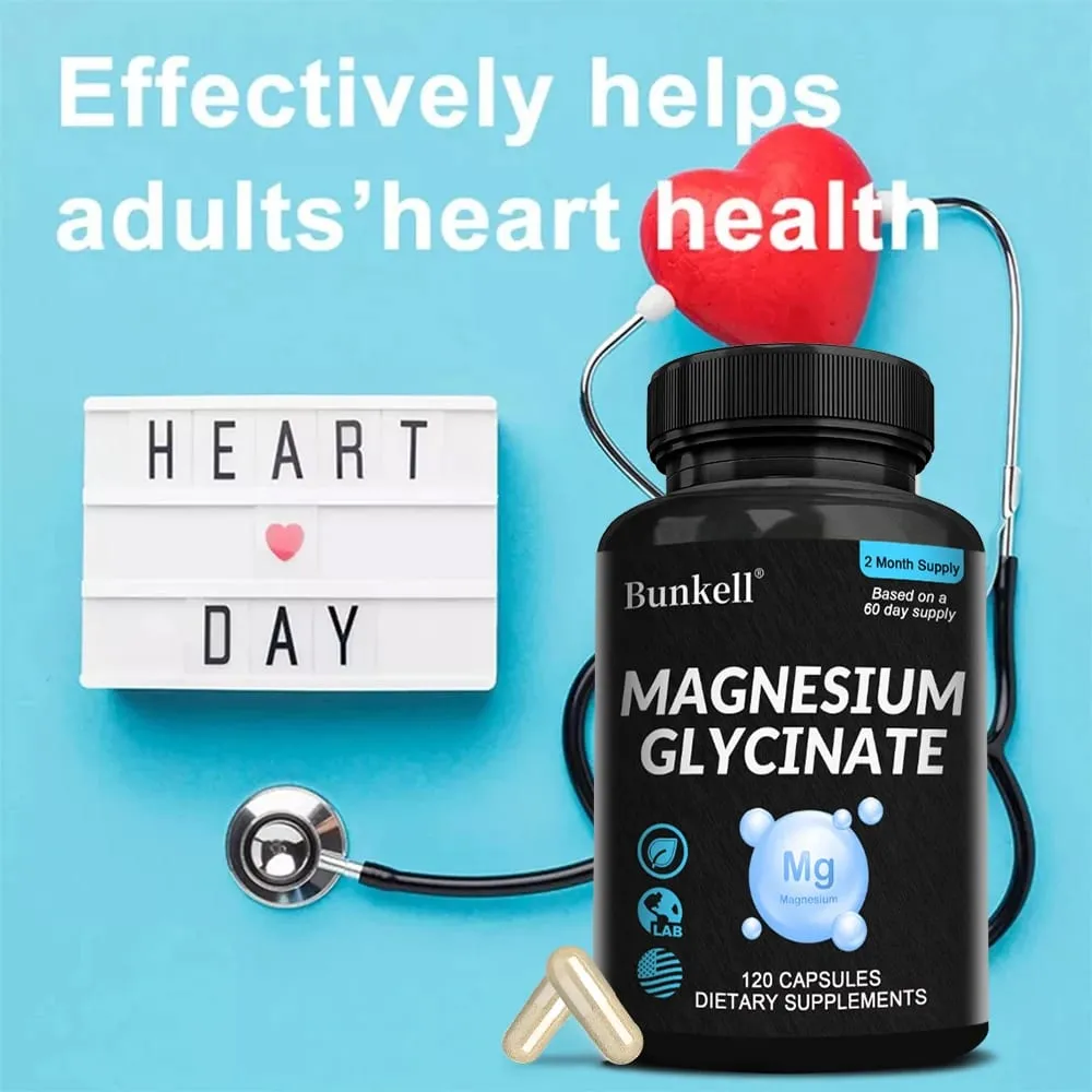 Magnesium Glycinate - Supports Nerve Muscle Bone and Heart Health Helps with Stress Sleep Quality Support Muscles Recovery