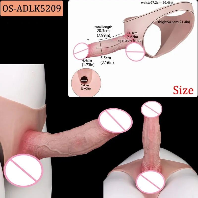Flexible Skin-Like Huge Hollow Dildo Male Strap-On Lifelike Penis Extend Sleeve насадка на член Couples Sex Pleasure Toys