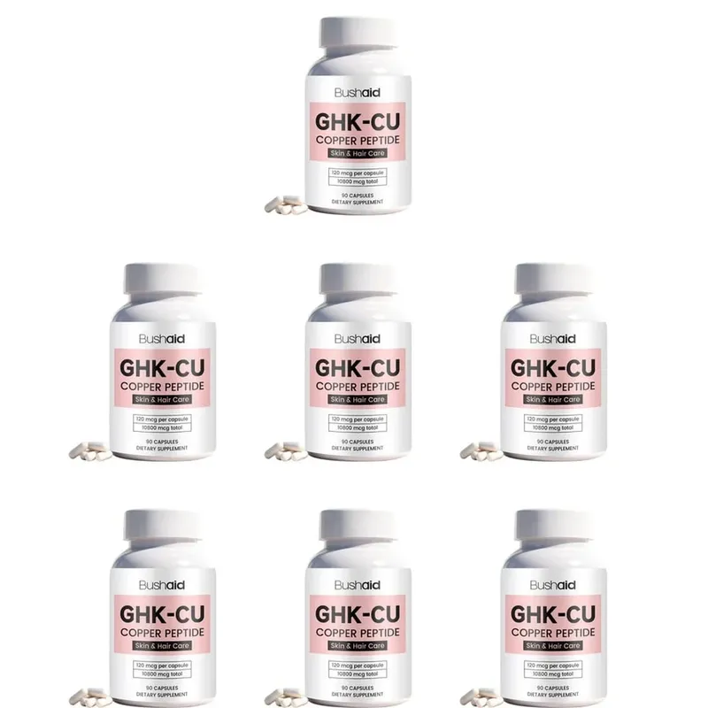 BushAid GHK-Cu Copper Peptide Capsules with Collagen Hyaluronic Acid Vitamin C Skin Firmness & Hair Growth Support 90 Count