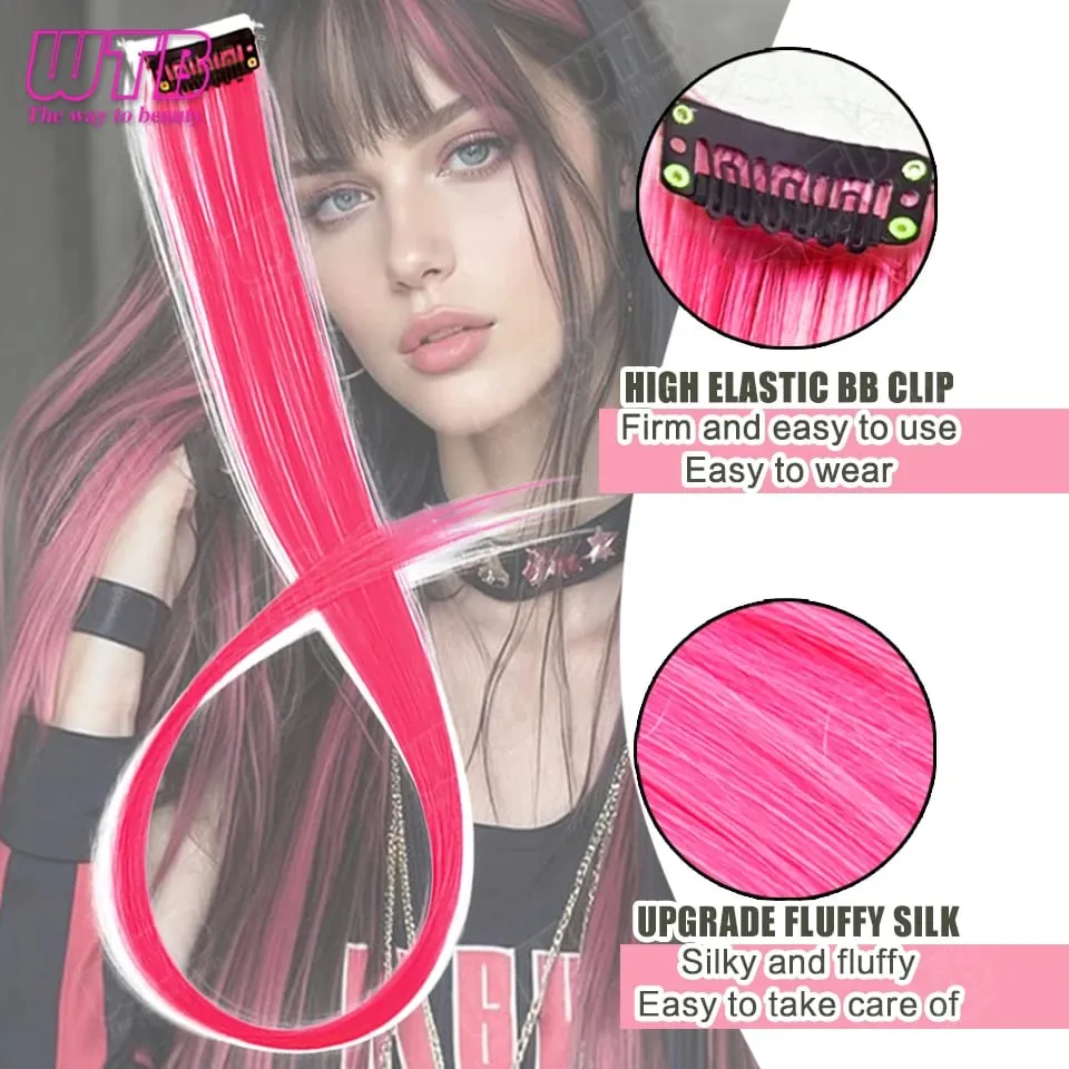5Pcs Synthetic Wig BB Clip Style Color Straight Hair Extension Wig Suitable for Women and Girls to Wear at Holidays and Parties