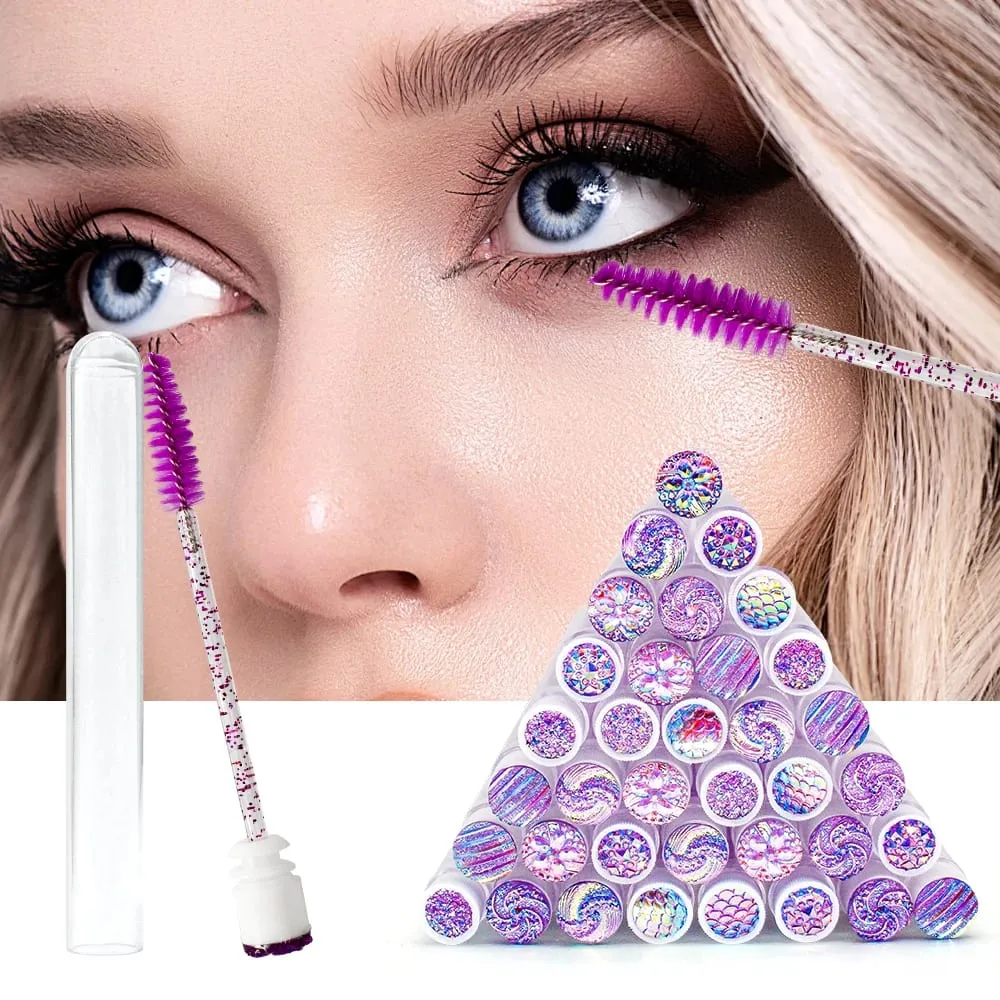 10/50Pcs Disposable Eyelash Brush Reusable Eyelashes Brush Tube Mascara Wands Tubes Dust-proof Lash Spoolies Storage Makeup Tool