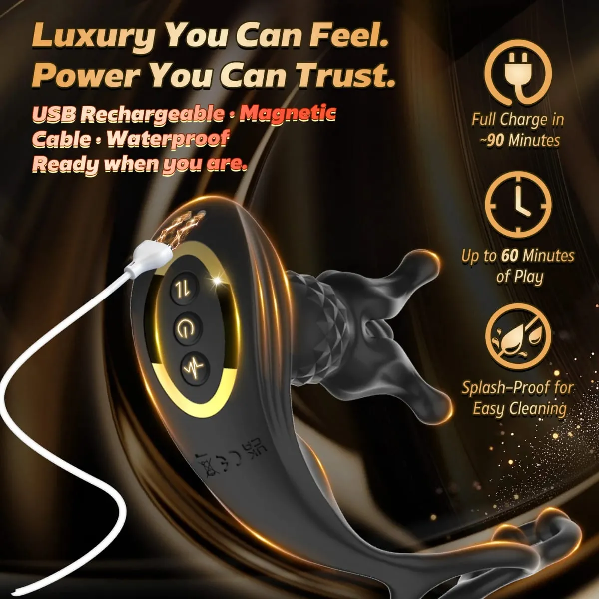 Anal plug adult sex toys Thrusting Trainer with 9 Petal Rhythms 9 Thrust Modes Dual Rings Magnetic USB Charging Silicone