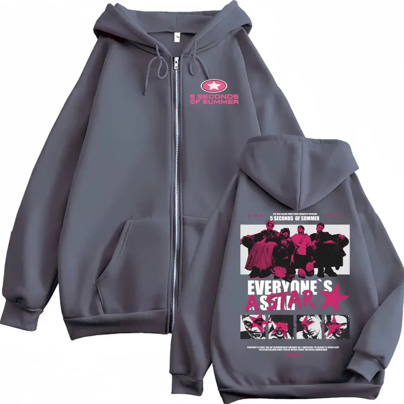 5 Seconds of Summer Everyone's A Star 2026 World Tour Zipper Hoodies Coat Men Women Harajuku Hip Hop Rock Punk Jacket Sweatshirt — image 4