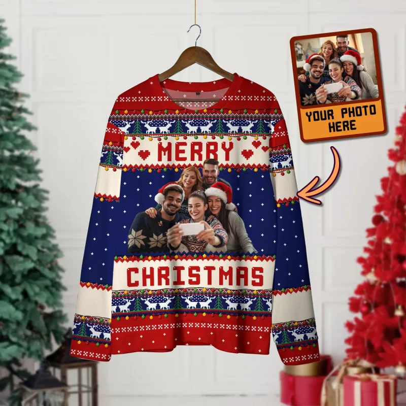 Custom Your Photo 3D Print Ugly Christmas Sweater DIY Face Family Pullovers Funny Image Sweatshirt Personalized Xmas Gift Unisex — image 6