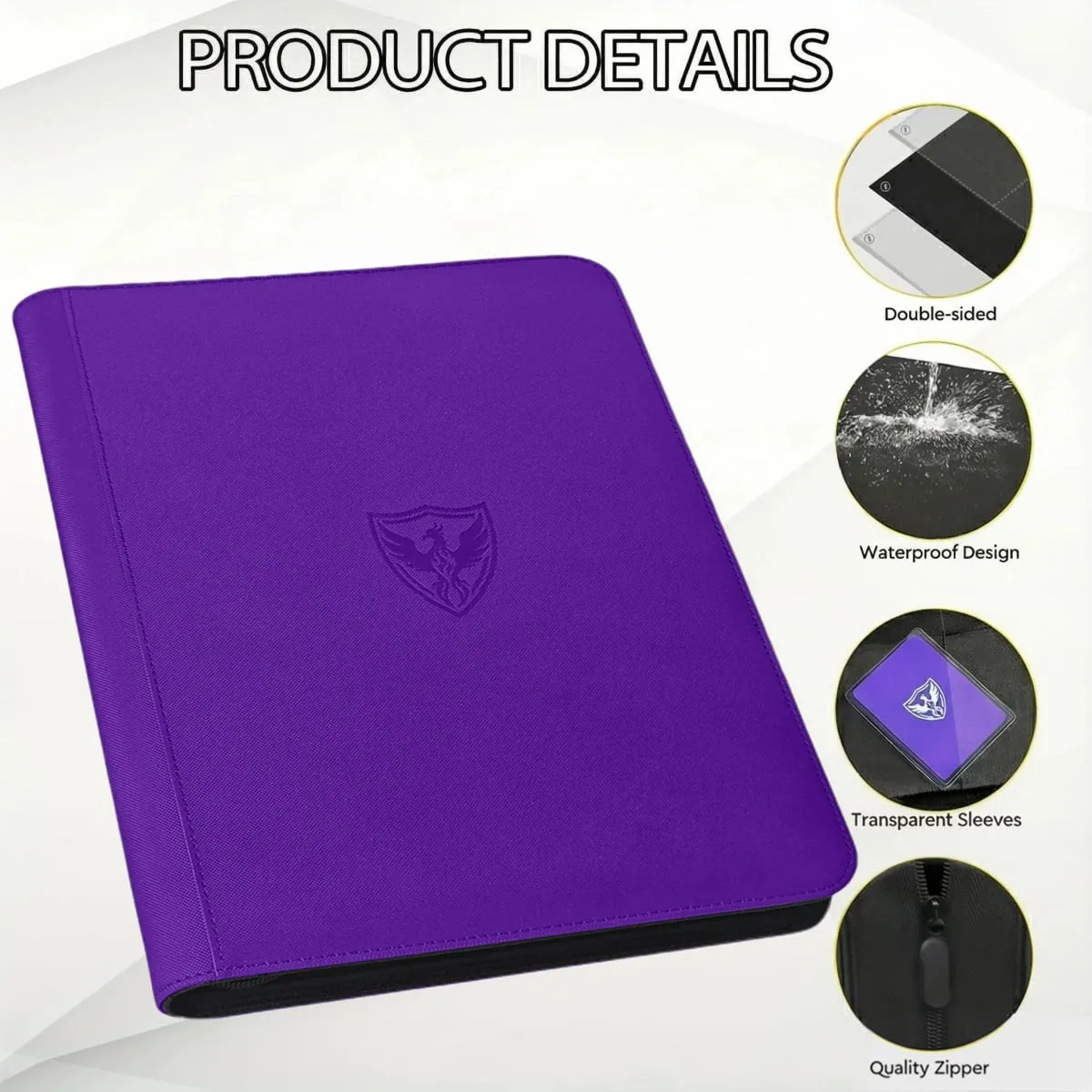 12-Pocket Trading Card Binder Collectible Card Holder That Can Accommodate 480 Cards Zippered Premium Card Binder Suitable for Tcg Cards/Game Cards/Sports Cards/Yu-Gi-Oh! Magic: the Gathering and Trading Cards