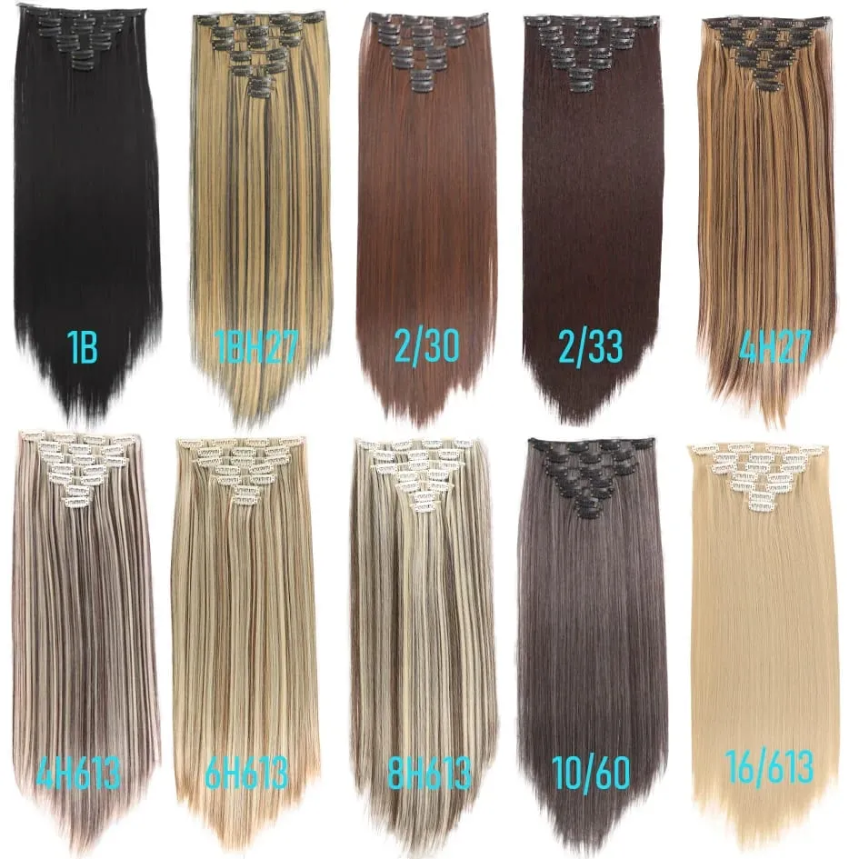 Synthetic 7 Pieces/Set 22 Inch Straight Hair Extensions Clip-In Extensions Christmas Halloween Hair Extensions