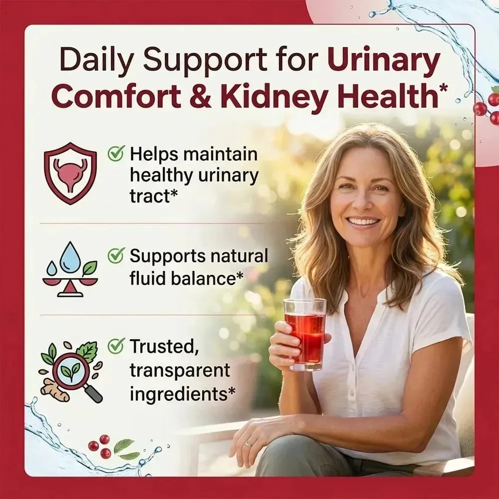 Kidney Cleanse Supplement with Cranberry Supports Urinary Tract Renal Health & Immune System Function