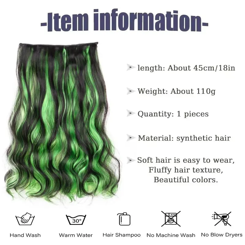 Synthetic 5 Clips in Hair Extensions Body wave Natural Hair Fake False Hair Piece Extentions For Women And Girl halloween wig