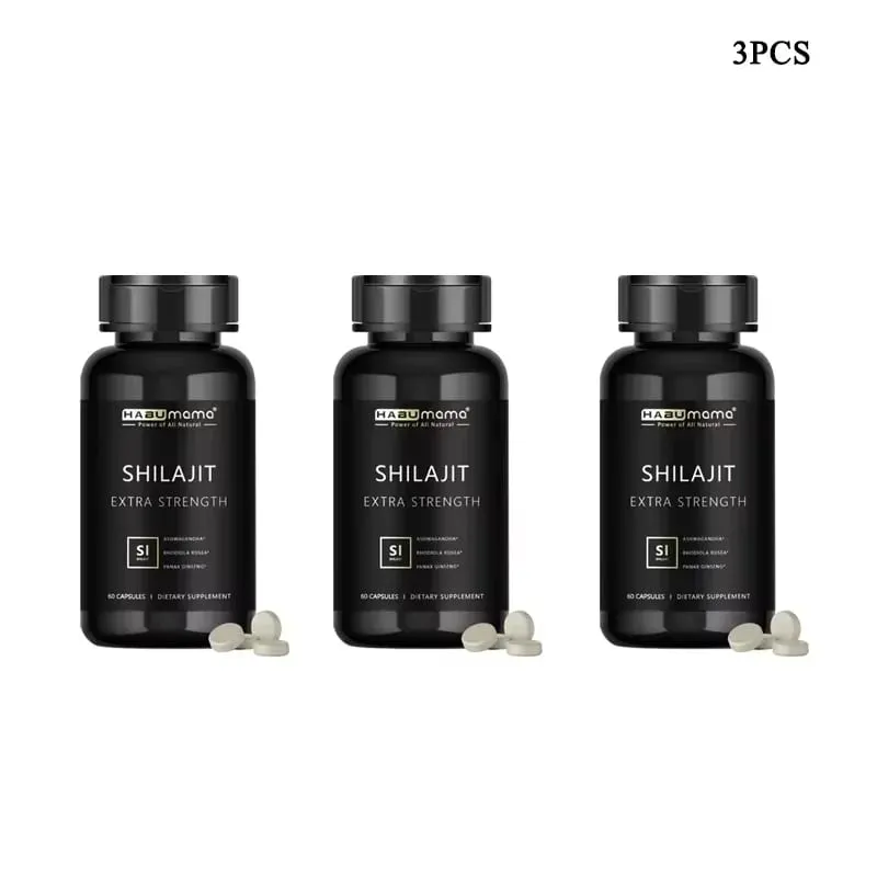 Organický Shilajit pro muže | 60 kapslí | Natural Energy + Stamina Booster | Himalájská minerální síla | Klinicky studovaný vzorec